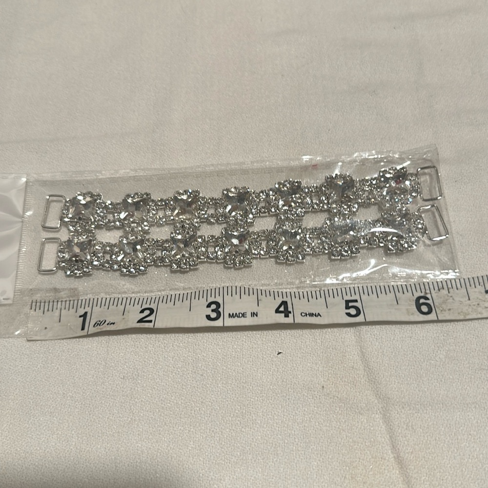Bikini crystal connectors, silver metal. These are 6 inches long. New
